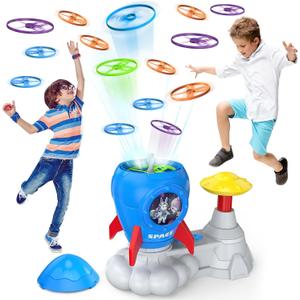 Outdoor Toys for Kids Ages 3-8: Flying Disc Launcher Toy Chasing Games - Summer Outside Yard Activities Chasing Toy for Toddlers Ages 3 4 5 6 7 8 Backyard Games Birthday Gift for Boys Girls, Blue