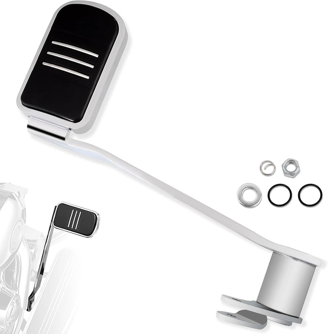 WOWTK Rear Brake Lever w/Brake Pedal Pads for Harley 2014-2025 Touring and Trike,for CVO Road Glide Road King Electra Glide Road King Street Glide,Chrome