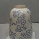 Ceramic Vase Vintage Flower Vase, Blue and White Chinoiserie Floral Decorative Vase, Rustic Retro Farmhouse Crackle Finish Vases for Flowers Home Decor Living Room Centerpieces Office, Blue-03, 7.9