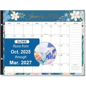 SUNEE Desk Calendar 2026 Large 22x17 from October 2025 to March 2027, Extra Large Desktop Monthly Calendar Pad 18 Months For Teacher or Family, Desk Top, Floral