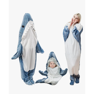 Quincunx Wearable Shark Blanket Hoodie Onesie Adult & Kids, Shark Sleeping Bag,Cozy Soft shark blanket adult Shark Costume.S