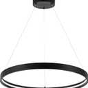 SUNMOO Modern LED Chandelier 1-Ring Circular 6000K 36W Dimmable Black Pendant Light with Adjustable Spotlights for Living Room, Dining Room, Kitchen, Bedroom, Foyer, Restaurant, Hotel, Bar