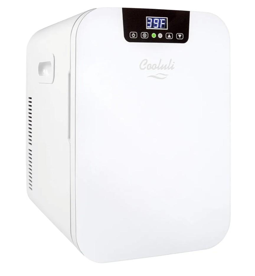 Cooluli 20 Liter Mini Fridge with Temperature Control - White Thermoelectric Cooler and Warmer for Bedroom, Office, Car, Dorm