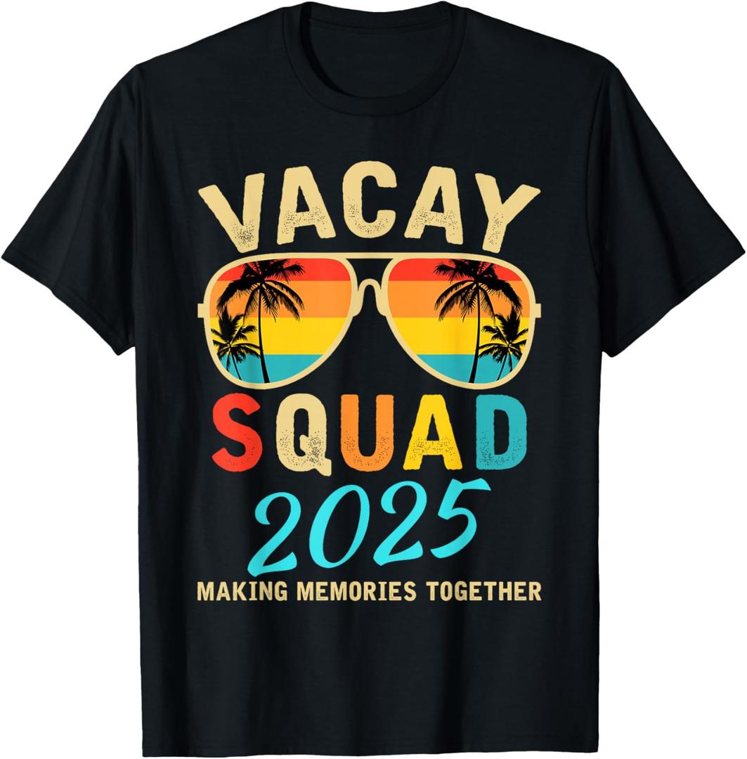 Vacay Squad 2025 Summer Vacation Family Friends Trip Palm T-Shirt (Black, XL)