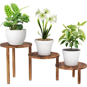 3 Tiers Plant Stand Indoor,Wood Plant Stands for Indoor Plants Multiple,Corner 3 Steps Ladder Plant Shelf High Low Flower Stand Planter Display Rack for Patio Balcony Living Room