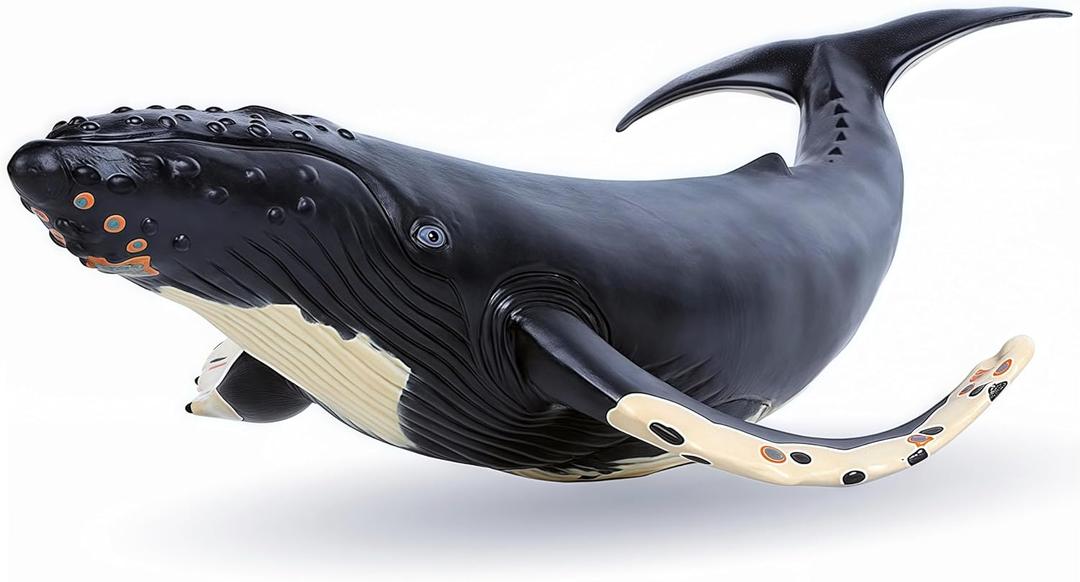 Gemini&Genius Humpback Whale Action Figure, Sea Animal Orca Blackfish Toys, Soft Rubber Ocean Shark, Great for Kids Bath Toys Swimming Toys, Beach Toys, Perfect Cake Coppers (Humpback Whale)