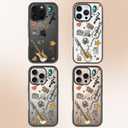 for iPhone Case - [6.6 ft Military-Grade Drop Protection] [Anti-Peel Technology] Clear Black TPU Bumper Case with Cute Design (Linear Music, iPhone 16 Pro)