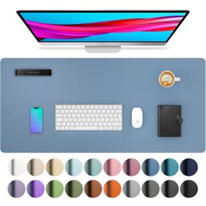 Aothia Leather Desk Pad Protector, Large Mouse Pad, Office Desk Mat, Non-Slip PU Leather Desk Blotter, Laptop Desk Pad, Waterproof Desk Writing Pad for Office and Home (Denim Blue, 23.6" x 13.7")