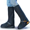 Waterproof Shoe Covers Rain Shoe Cover with Reflector for Men Women (Black, XL)
