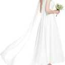 Glitopper Bridal Neck Scarf Long for Wedding Chiffon Veil Scarf Bride Tulle Wrap for Ceremony Evening Dress Bridal Portrait, White 157in