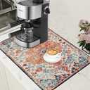 Persian Vintage Boho Carpet Coffee Mat Dish Drying Mat for Kitchen Counter Absorbent Hide Stain Rubber Backed Coffee Bar Accessories Fit Under Espresso Machine Dish Drainer 15.7 x 23.6 Inch