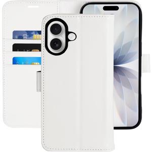 MONASAY Wallet Case for iPhone 17 6.3 Inch,Magnetic Flip Cover with Card Holder Slots and Kickstand RFID Blocking Shockproof PU Leather Folio Compatible with iPhone 17 Phone Case, White
