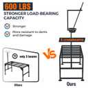 Goat Stand with Feed Bin for Milking, 600LBs Goat Trimming Stand, Livestock Table for Sheep Trimming Hoof and Milking, Iron Black, Adjustable Size