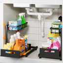 2 Pack Under Sink Organizer Storage 2-Tier Premium Metal Pull-Out Racks, Height Adjustable, Easy Installation | Kitchen & Bathroom Organizers (Black)