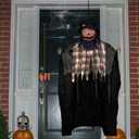 PRESENCE 6FT Halloween Decorations Outdoor - Hanging Animatronic Halloween Decoration Jack-O'-Lantern with Glowing Eyes and Sound Activated Halloween Outdoor Decoration Haunted House Prop Decor