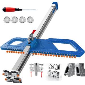 Drywall Cutter Tool, Supports Up to 5/8" Drywall, 29 Stainless Steel Rollers for Smooth Movement, Tungsten Steel Cutting Rollers, Adjustable Dual-Side Positioning Clamp with Dual Scale