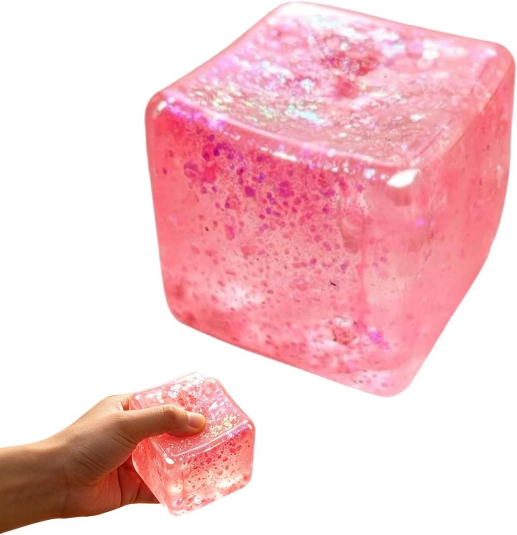 Premium Block Cube Squishy Ice Cube Squishies for Adults, Squishy Cube, Stress Cube (Pink)