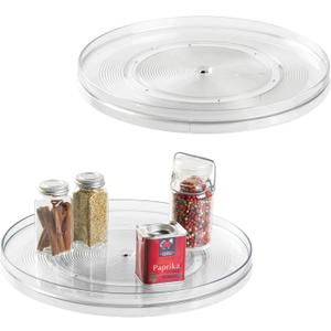 iDesign 14.5-Inch Lazy Susan Organizer - Large Lazy Susan Turntable for Cabinet or Pantry, 2-Pack, Clear