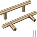 Goldenwarm 35 Pack Champagne Bronze Cabinet Pulls Gold Cabinet Handles 3 inch(76mm) Champagne Drawer Handles Brushed Bronze Drawer Pulls Kitchen Bathroom Bedroom Furniture Hardware (3in Hole Centers)