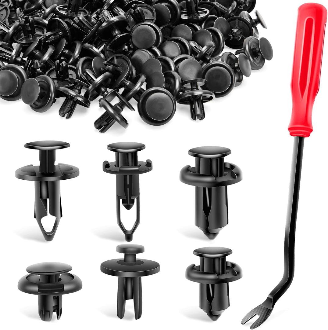 Nilight Car Retainer Clips Fastener Remover 6.3mm 8mm 9mm 10mm Expansion Screws Replacement Kit Bumper Push Rivet Clips for GM Ford Toyota Honda Chrysler, 120PCS Clips & Remover