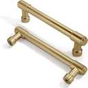 khtumeware 2 Pack Brushed Brass Cabinet Pulls 4 Inch(102MM) Hole Centers Kitchen Brushed Gold Cabinet Handles Cabinet Hardware Kitchen Handles for Cabinets Cupboard Handles Drawer Pulls