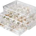 Earring Organizer Box Acrylic Stackable Jewelry Organizer with 3 Drawers 72 Small Compartments Clear Jewelry Display Stand for Stud Earring Ring Pin Display (Transparent)