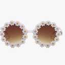 Dollger Daisy Sunglasses for Women Flower Round Fashion Rave Party Disco Fun Festival Retro Sunglasses Girls Gift
