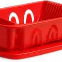 Tribello Sink Dish Drying Rack, Heavy Duty Hard Plastic Sink Set with Drainer (Red)
