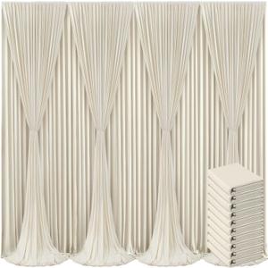 10 Panels Beige Backdrop Curtain for Baby Shower Wrinkle Free 50ft x 10ft Backdrop Drapes Panels for Parties Wedding Bridal Shower Birthday Photo Photography Fabric Background Decoration
