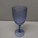 24pcs Blue Plastic Wine Glasses 13.5oz Reusable Acrylic Wedding Goblets Toasting Glassware Unbreakable Wine Cups with Long Stem Crystal Drinking Glasses Champagne Flutes for Bar Restaurants Party, Large