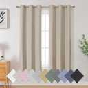 Aiyufeng Taupe Total Blackout Curtains 63 Inches Long 2 Panels, Textured Full Room Darkening Panels, Faux Linen Look Thermal Insulated Drapes for Bedroom Living Room (Grommets, 2xW40xL63)