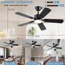 FUMLTP 42 inch Modern Ceiling Fans with Lights APP/Remote Control, Low Profile Reversible 6 Speeds Ceiling Fan Light for Indoor/Outdoor Patio Bedroom Living Room,Black