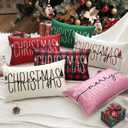 OTOSTAR Christmas Pillow Covers 16x24 Inch Merry Christmas Green Throw Pillow Cover Winter Holiday Lumbar Cushion Case Decoration for Sofa Couch (Green)