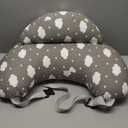 Momcozy Original Nursing Pillow for Breastfeeding-Innovative Safety Guard - Wider Feeding Pillows for More Support for Mom & Baby- Easier Nursing & Hand Free- Fit for All, Removable Cotton Cover (Grey)