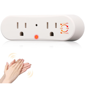 Kingdder Clapping Light Control Switch Clap On/Off Sound Activated Switch 110v Wireless Wall Outlet with 2 Sockets Sensor Smart Plug for Bedroom Lights Fun Small Appliances Home Decor