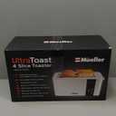 Mueller UltraToast Full Stainless Steel Toaster 4 Slice, Long Extra-Wide Slots for Bagels and Waffles, 6 Browning Levels, LED Display, Cancel/Defrost/Reheat Functions & Removable Tray, Kitchen Gadgets