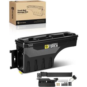 YHTAUTO Truck Bed Storage Tool Box Lockable Compatible with 2019-2025 Ram 1500, Driver Side, Not Fit Classic Model, Will Not Work with RamBox, Swing Waterproof Wheel Well Toolbox
