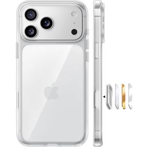 TORRAS for iPhone 17 Pro Case, Beyond Military-Grade Protection, Camera Control Button, DIY Buttons, Slim Thin Shockproof Hard Back Anti-Yellowing Anti-Scratch Phone case for iPhone 17 Pro, Clear