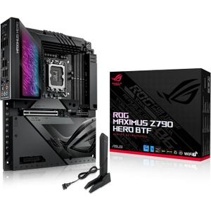 ROG MAXIMUS Z790 HERO BTF LGA 1700 ATX gaming motherboard,hidden-connector design, 20+1+2 power stages,DDR5,5xM.2 slots,PCIe 5.0 NVMe SSD slot onboard,Wi-Fi 7 with WiFi Q-Antenna,2xThunderbolt 4 ports