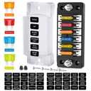 Nilight 6 Way Fuse Block with Negative Bus 12V Blade Fuse Holder ATC/ATO Standard Fuse Box Label Stickers Waterproof Cover Fuse Panel for Automotive Cars Trucks RVs Campers Vans