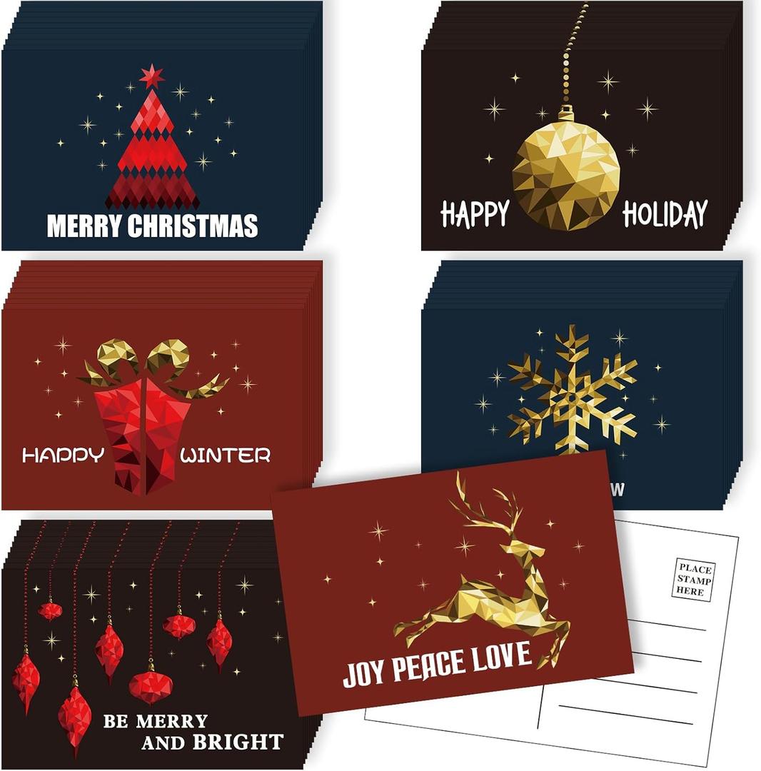 120 Pcs Christmas Postcards 3D Prism Effect Blank Note Postcards Xmas Tree Snowflakes Merry Christmas Greeting Cards for Women Men Xmas Party Favors Supplies 4 x 6 Inch