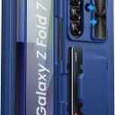 for Samsung Galaxy Z Fold 7 Case Wallet, Built-in & Camera Cover & Card Holder & Hinge Protection & Screen Protector, Rugged Full Body Protective Phone Case for Galaxy Z Fold 7 2025, Blue