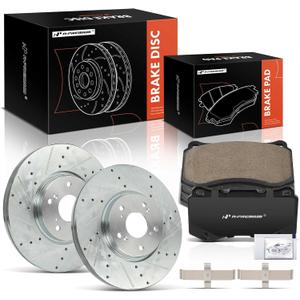 A-Premium 12.21 inch (310mm) Front Drilled and Slotted Disc Brake Rotors + Ceramic Pads Kit Compatible with Select Acura Models - TL 2004 2005 2006 2007 2008, 6-PC Set