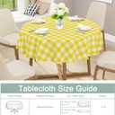 misaya Round Waterproof Vinyl Table Cloth, Buffalo Flannel Backed Tablecloth, Wipeable Plastic Table Cover for Dinner, Kitchen, Picnic (60", Yellow and White)
