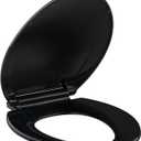 Elongated Toilet Seat Slow Close, 19" Elongated Black Polypropylene Toilet Seat Cover with Never Loosen Durable Lid, Quiet and Easy to Install & Clean