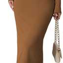 HUUSA Off The Shoulder Dress for Women 2025 Long Sleeve Bodycon Sexy Party Maxi Color Block Dresses (Large, Brown)