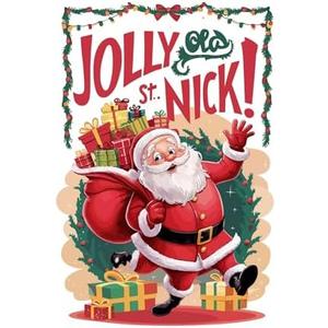 Family Jolly St Nick Vibrant Quote Wall Decal Decoration Christmas Décor Christmas Balls Design Holly Berry Leaves Holiday Gift Lasts Years and Easily Removable - Size: 28 in(W) x 40 in(H)