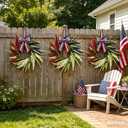 3 x 4 Pcs Small 4th of July Hanging Wreaths for Cabinets Patriotic Red White Blue Artificial Ear of Wheat Ring Small Pillar Candle Holder Wreath for Independence Day Memorial Day Porch Front Door