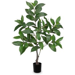 Briful Fake Plants 36.6'' Tall Artificial Plants Indoor Decor, Faux Bay Laurel Trees in Black Pot, Floor Plant Houseplant for Home Farmhouse Outdoor Patio Porch Decorations
