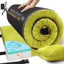 Memory Foam Camping Mattress Sleeping Pad, 3" Thick Waterproof Portable Roll Up Sleeping Mats & Floor Mattress Pad with Pillow + Travel Bag for Camping Car Truck SUV Tent Sleepover Kids Adult (Cot: 72*24*3", Green)